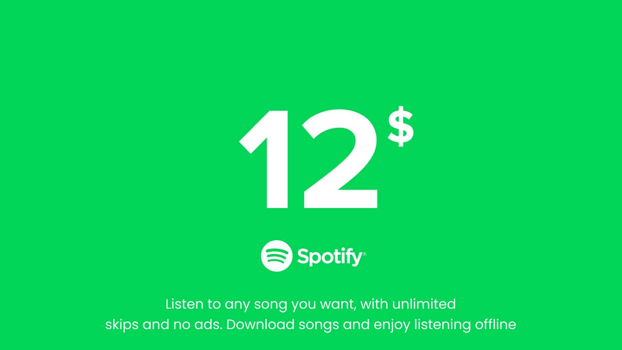 Spotify - 12 USD (United States)